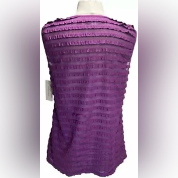 John Paul Richard Magenta Rocker-Chic Ruffled Sleeveless Top (Orig $44) Sz L-NWT - Picture 3 of 9
